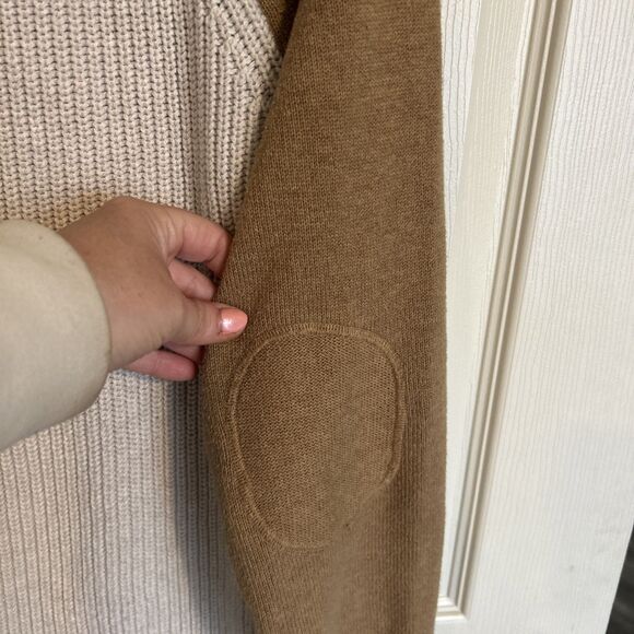 Orvis Sweater Elbow Patches Beige with Brown Arms Women’s Medium Cotton Knit - Picture 5 of 12